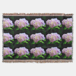 Soft pink yellow purple hydrangeas flowers throw blanket