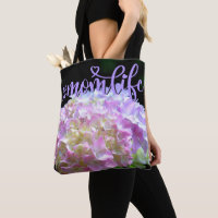 Soft pink yellow purple hydrangeas flowers