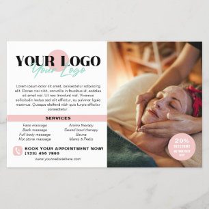Soft Pink Your Logo Photos QR Spa Salon Flyer