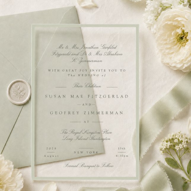 Soft Pistachio Acrylic Style Wedding Invitation (Creator Uploaded)