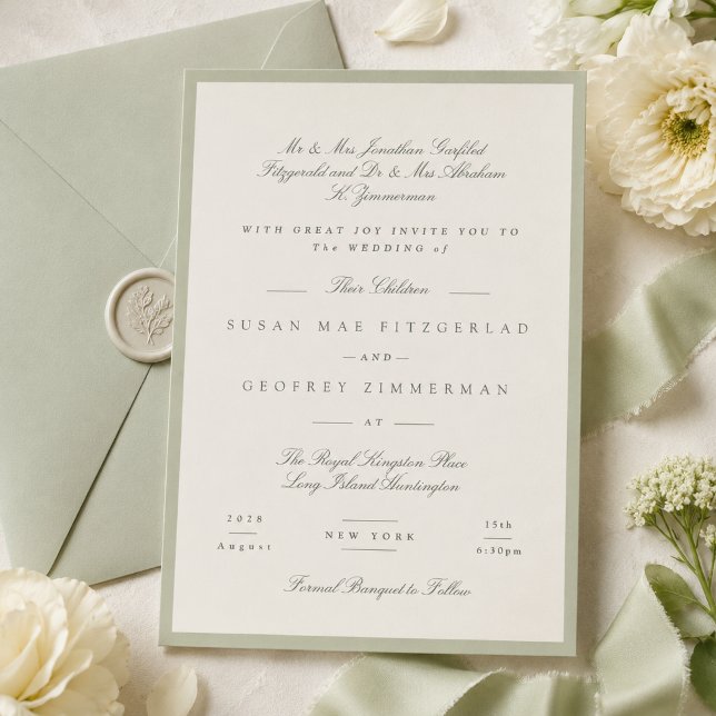 Soft Pistachio Formal Wedding Invitation (Creator Uploaded)