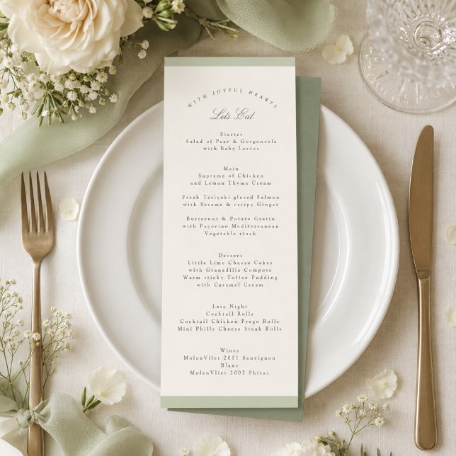 Soft Pistachio Garden Wedding Menu (Creator Uploaded)