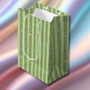 Soft Pistachio Glitter Style Minimal Pattern Medium Gift Bag