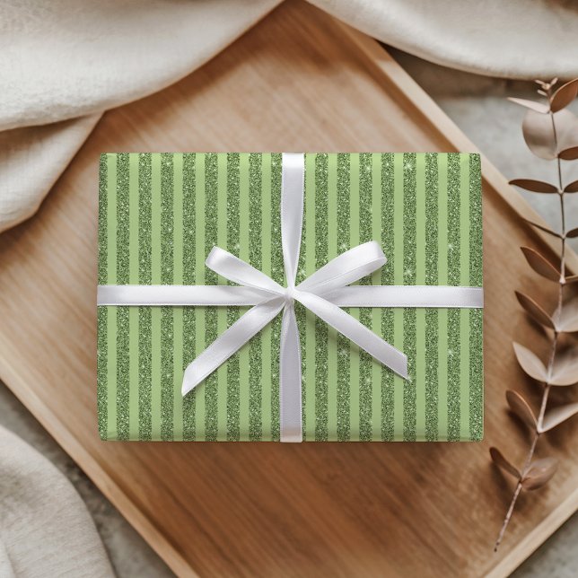 Soft Pistachio Glitter Style Minimal Pattern Wrapping Paper (Creator Uploaded)