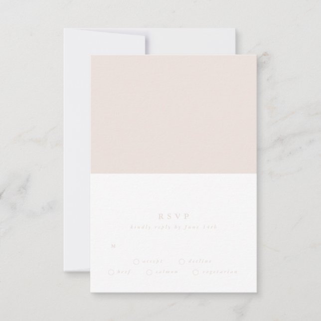 Soft Plain Modern Text Blush Desert Wedding RSVP Card (Front)