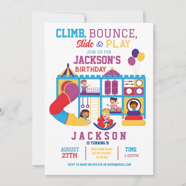 Soft Play Bounce Birthday Party Invitation (Front)