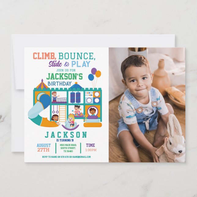 Soft Play Bounce Birthday Party Photo  Invitation (Front)