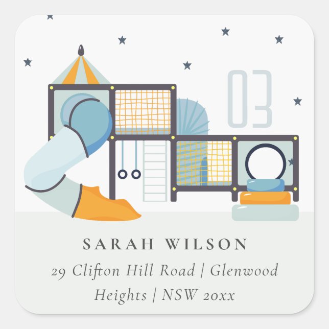 Soft Play Centre Indoor Jungle Gym Kids Address Square Sticker (Front)