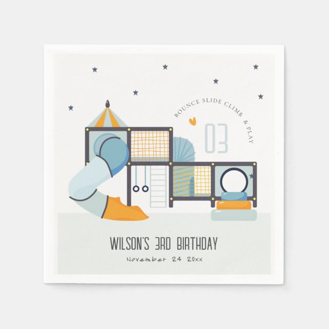 Soft Play Centre Indoor Jungle Gym Kids Birthday Napkin (Front)