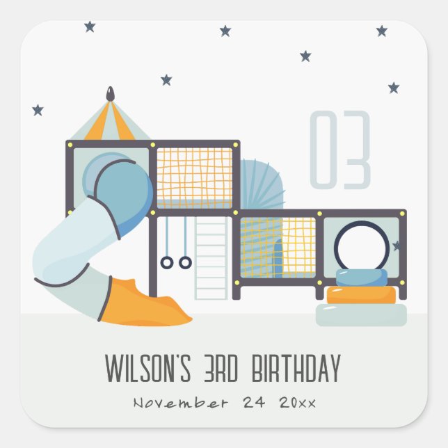 Soft Play Centre Indoor Jungle Gym Kids Birthday Square Sticker (Front)