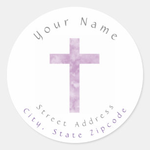 'Soft Plum Abstract Watercolor Cross' Labels