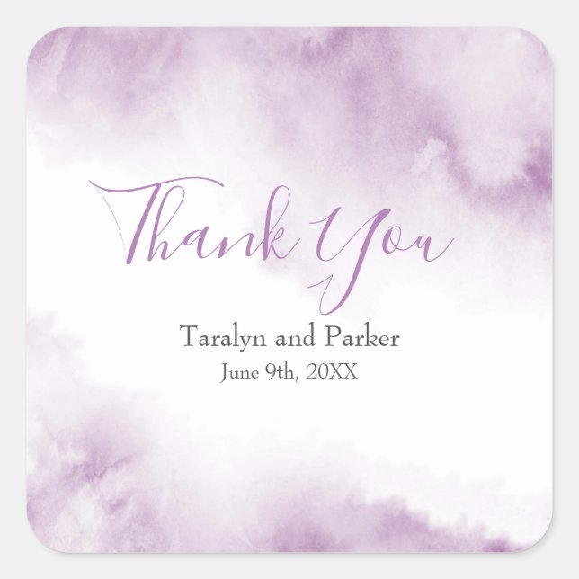 Soft Plum Mauve Watercolor Abstract Frame Square Sticker (Front)