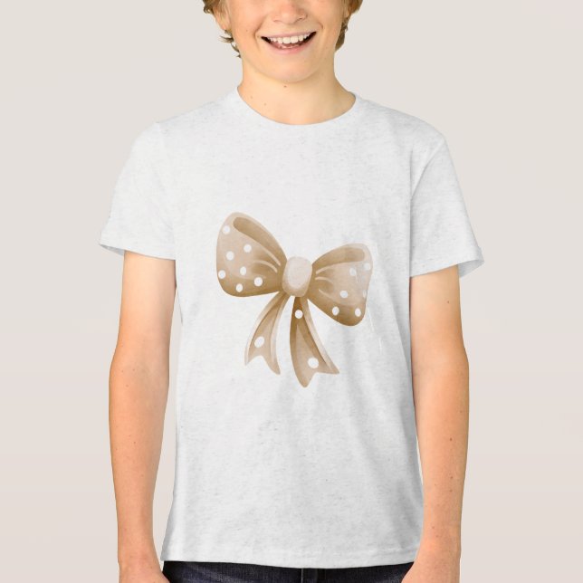 Soft Polka Dot Bow Illustration Tri-Blend Shirt (Front)
