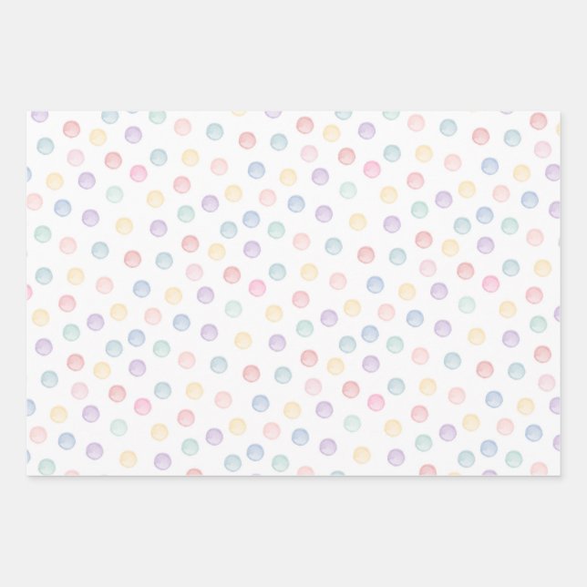 Soft Polka Dots - Any Occasion Wrapping Paper Sheet (Front)