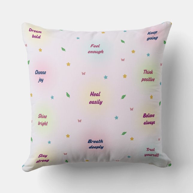 Soft Positive Affirmations Pattern  Cushion (Back)