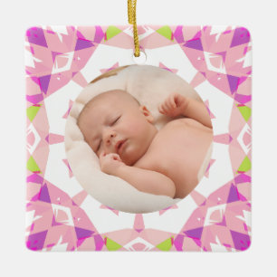 Soft Pretty Pastels Custom Christmas Photo Picture Ceramic Ornament