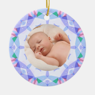 Soft Pretty Pastels Custom Christmas Photo Picture Ceramic Tree Decoration
