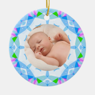 Soft Pretty Pastels Custom Christmas Photo Picture Ceramic Tree Decoration