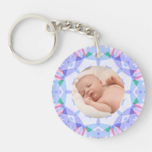 Soft Pretty Pastels Custom Christmas Photo Picture Key Ring