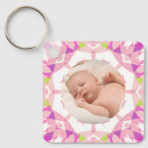 Soft Pretty Pastels Custom Christmas Photo Picture Key Ring