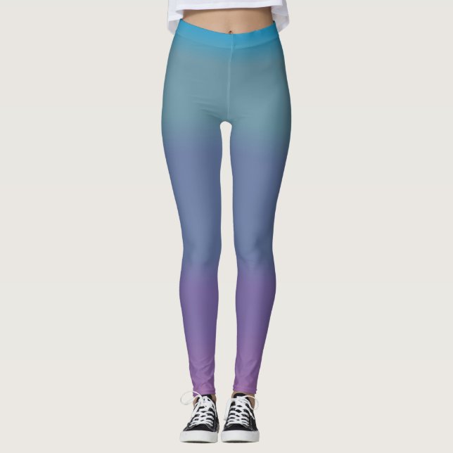 Soft Pretty Turquoise Blended Colour Leggings (Front)