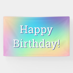 Soft Prismatic Pastel Gradient "Happy Birthday" Banner