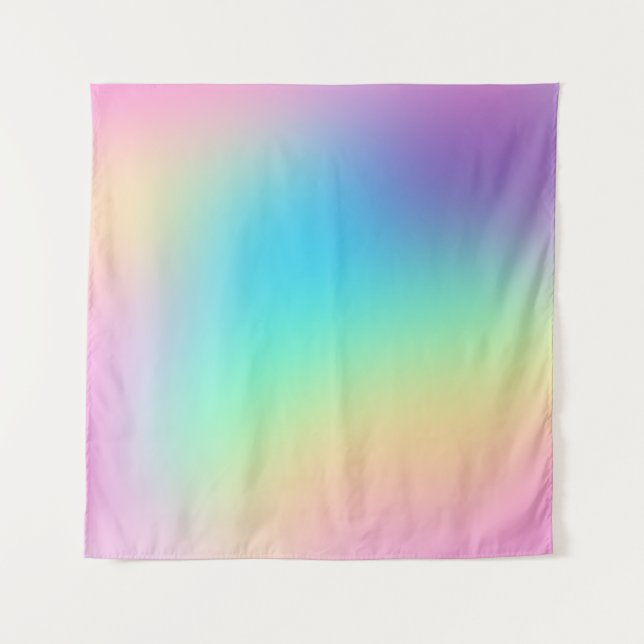Soft Prismatic Pastel Rainbow Gradient Tapestry (Front)