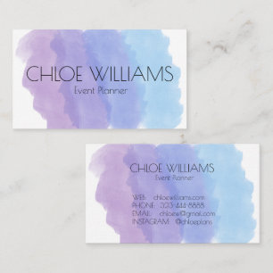 Soft Purpl Blue Painting Abstract Brush Watercolor Business Card