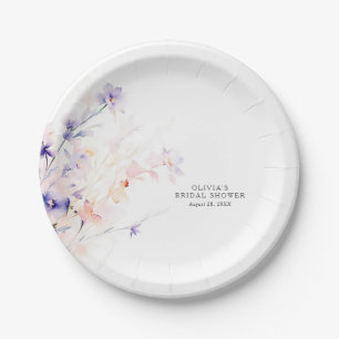 Soft Purple and Blush Flowers Elegant Minimalist Paper Plate