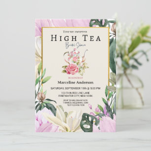 Soft Purple and Floral High Tea Portrait Invitation