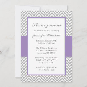 Soft Purple and Grey Chevron Bridal Shower Invitation