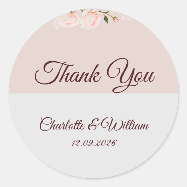 Soft purple and grey effects with flower classic round sticker (Front)