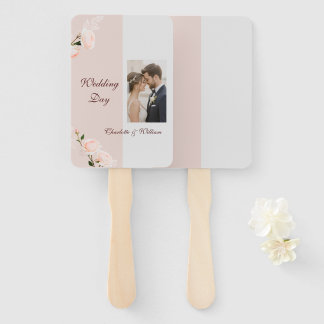 Soft purple and grey effects with flowers hand fan