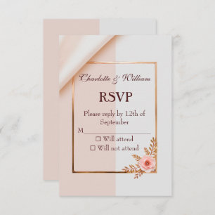 Soft purple and grey effects with flowers RSVP card