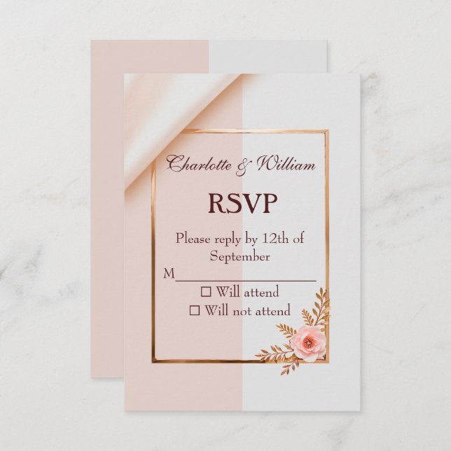 Soft purple and grey effects with flowers  RSVP card (Front/Back)