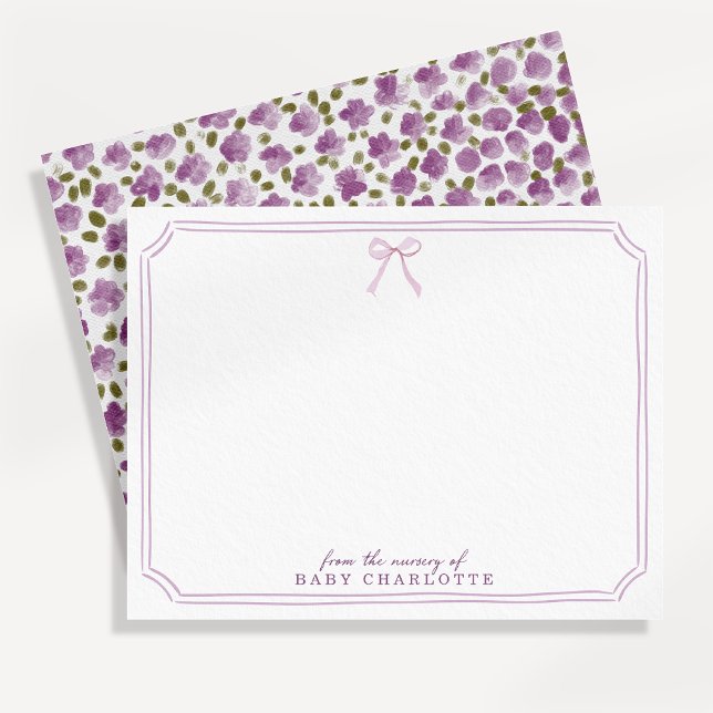Soft Purple Autumn Floral Nursery Note Card (Creator Uploaded)
