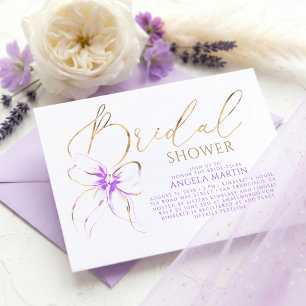 Soft Purple Bow Elegant Romantic Bridal Shower Invitation