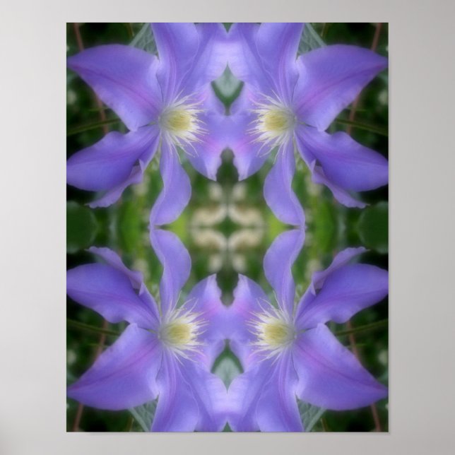 Soft Purple Clematis Flower Petals Abstract  Poster (Front)