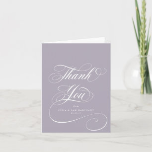 Soft Purple Elegant Script Blank Wedding Thank You Card
