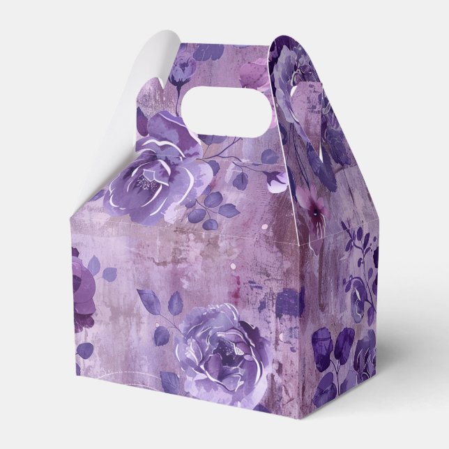 Soft Purple Floral Favour Box (Front Side)