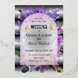 Soft purple floral with black and white background