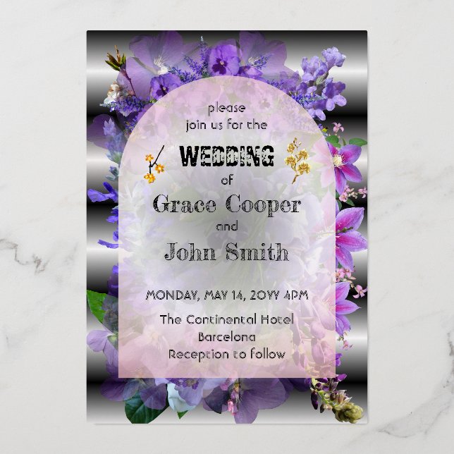 Soft purple floral with black and white background (Front)