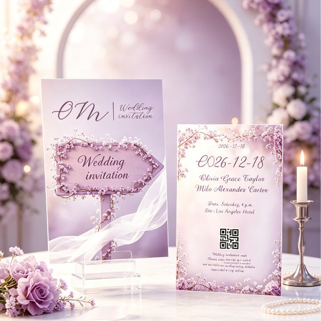 Soft purple flowers wedding invitation (Creator Uploaded)