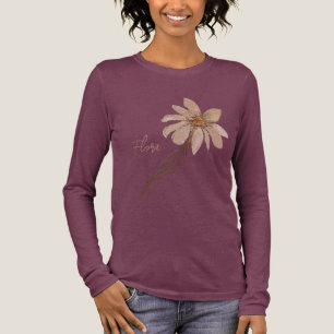 Soft Purple & Glitter Pink Floral Long Sleeve Tri-Blend Shirt