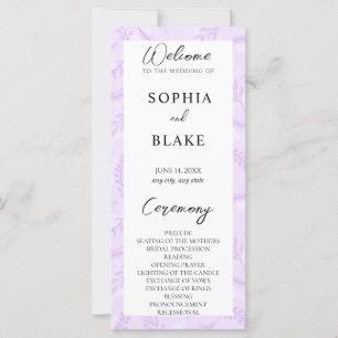 Soft Purple Leaves and Foliage Wedding Program