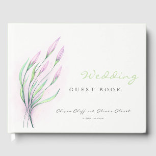 Soft Purple Lilies Wedding  Guest Book