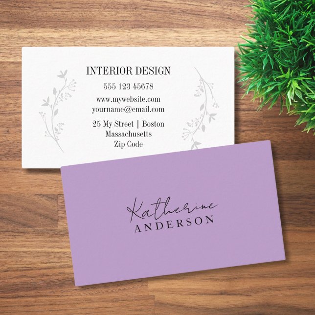 Soft Purple Minimalist  Business Card (Creator Uploaded)