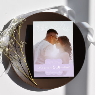 Soft Purple Photo Save The Date Announcement