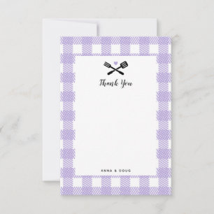 Soft Purple Picnic Cloth BBQ Thank You Note Card