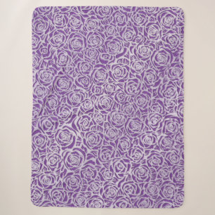 Soft Purple Rose Pattern Sherpa Blanket